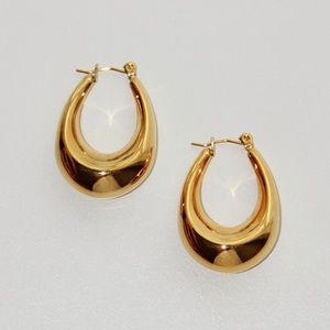 18k gold oval hoop earrings, oval hoops, thick hoops earrings, chunky hoops